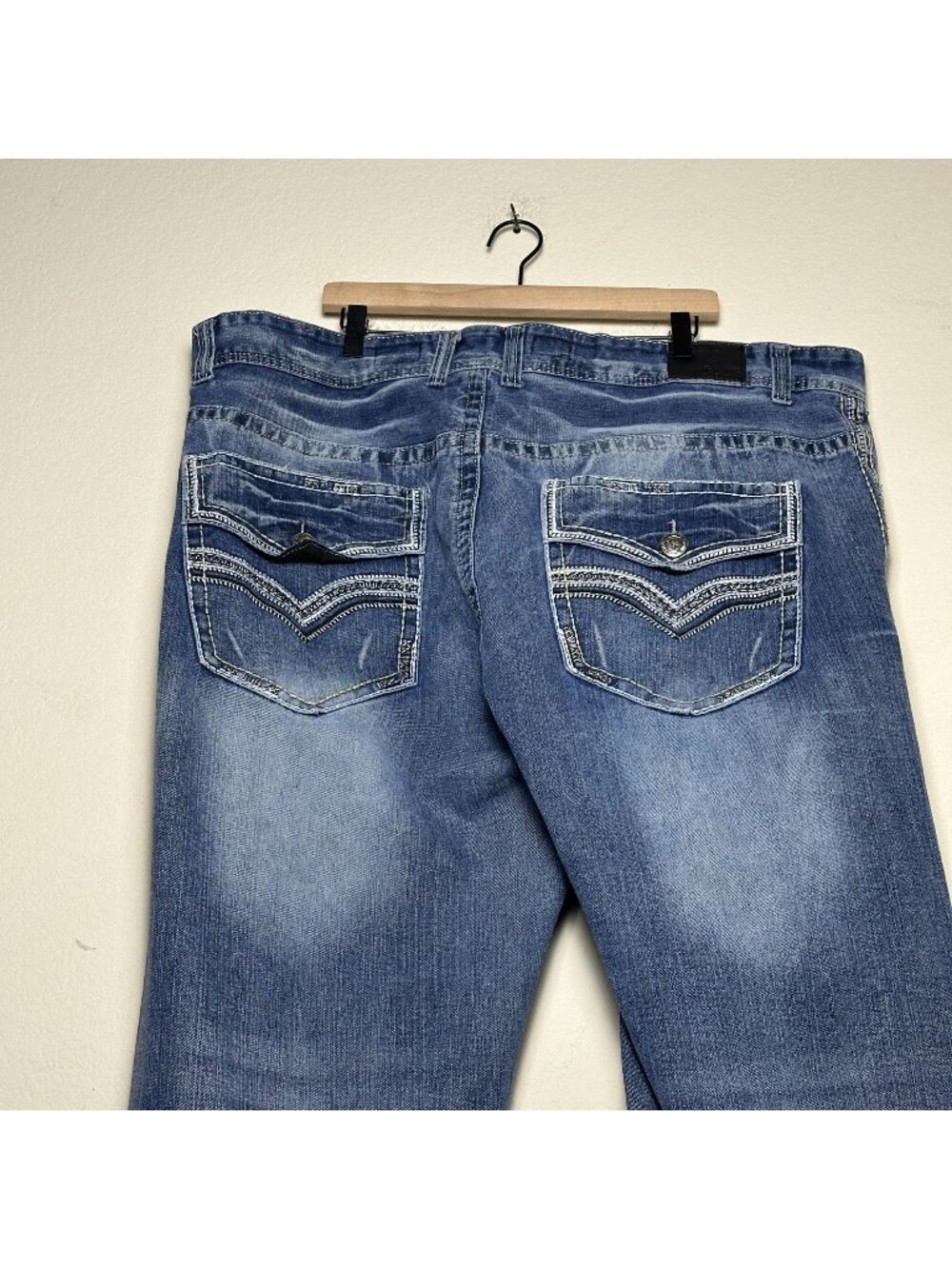 Y2K GS-115 PREMIUM Denim Jean Pant Men 48x30 Distressed  Punk Indie Western Rock